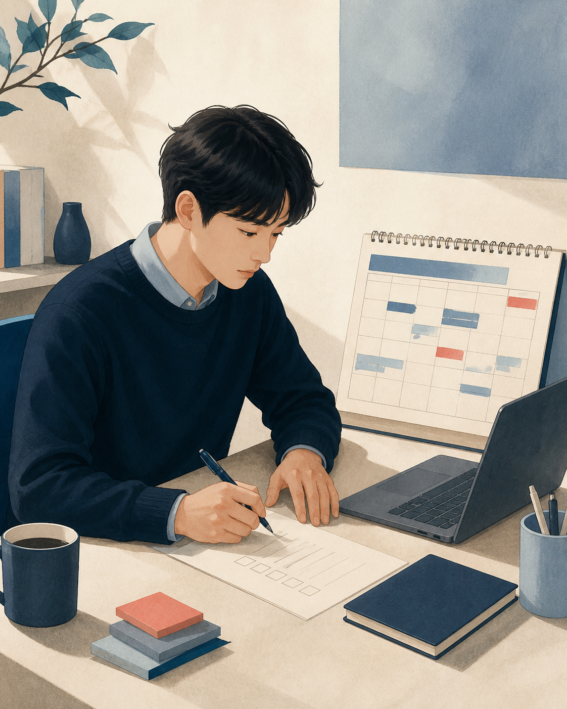 체크리스트로 개선 행동을 관리하는 모습