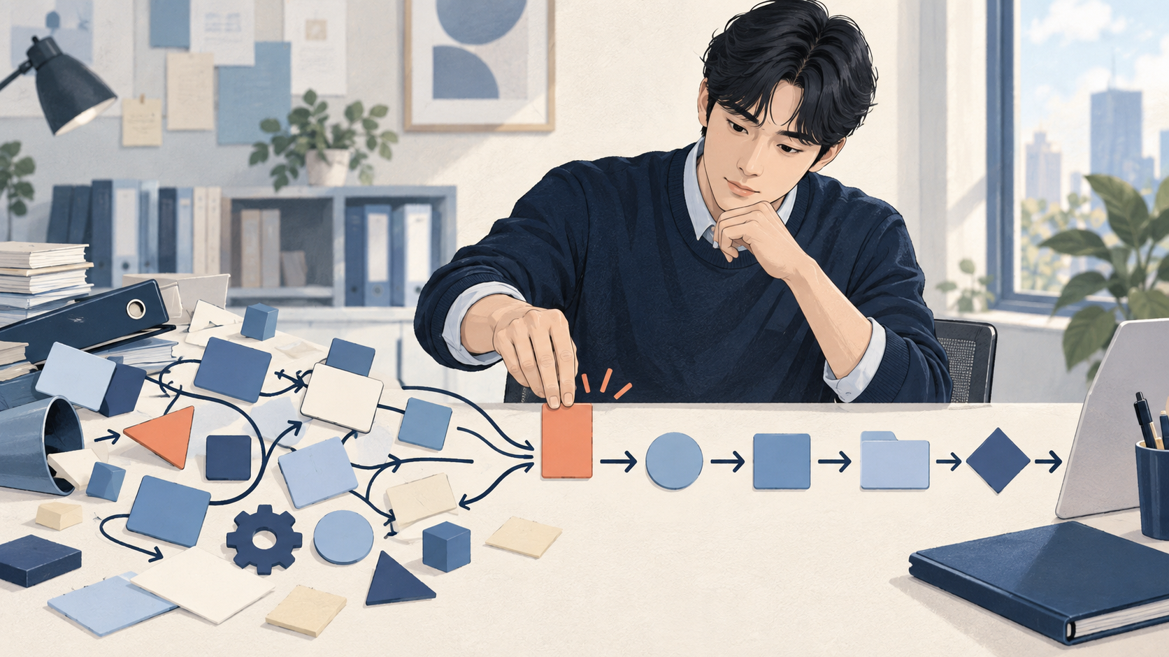 문제를 발견하고 실행 방식을 고르는 장면
