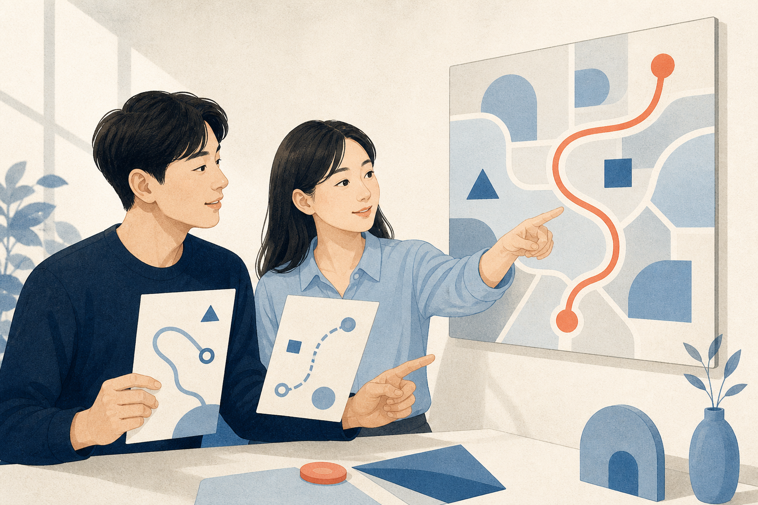 서로 다른 의견을 공통 기준으로 조율하는 장면